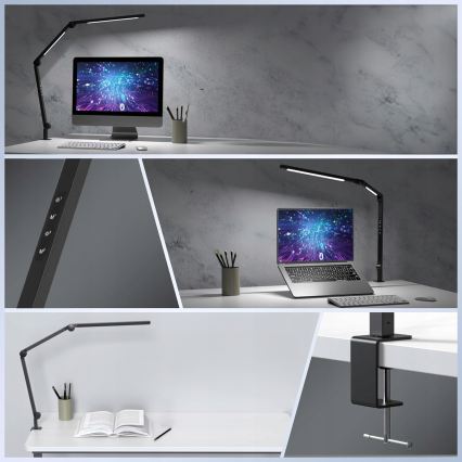 LED Lampe de bureau dimmable tactile et flexible avec pince LED/12W/230V 3000/4000/6000K noire