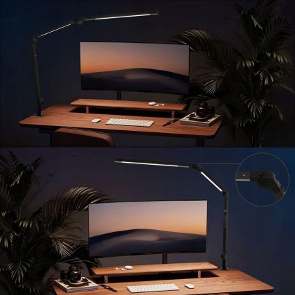 LED Lampe de bureau dimmable tactile et flexible avec pince LED/12W/230V 3000/4000/6000K noire