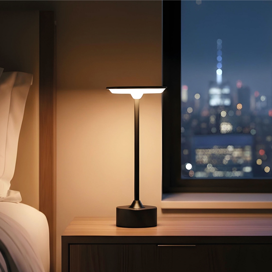 Lampe de bureau LED dimmable rechargeable NEW YORK LED/1,8W/5V 2700K/4000K/6500K 1200 mAh noire