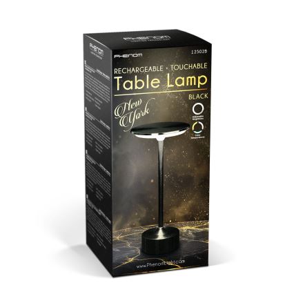 Lampe de bureau LED dimmable rechargeable NEW YORK LED/1,8W/5V 2700K/4000K/6500K 1200 mAh noire