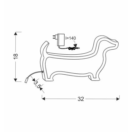 Lampe de bureau LED pour enfants DOG LED/12W/230V noire