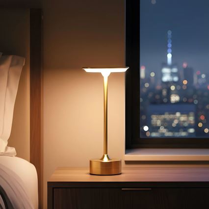 Lampe de bureau LED rechargeable à intensité variable NEW YORK LED/1,8W/5V 2700K/4000K/6500K 1200 mAh dorée