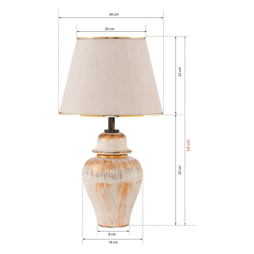 Lampe de bureau RAMZES 1xE27/40W/230V crème/or