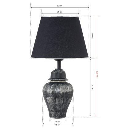 Lampe de bureau RAMZES 1xE27/40W/230V noire/argent