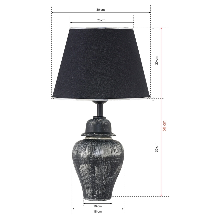 Lampe de bureau RAMZES 1xE27/40W/230V noire/argent