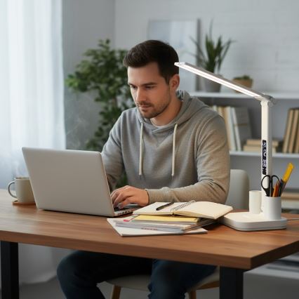 Lampe de bureau LED rechargeable et réglable en intensité NOBLITE P LED/5W/5V 3000/4000/6000K 2200 mAh blanche