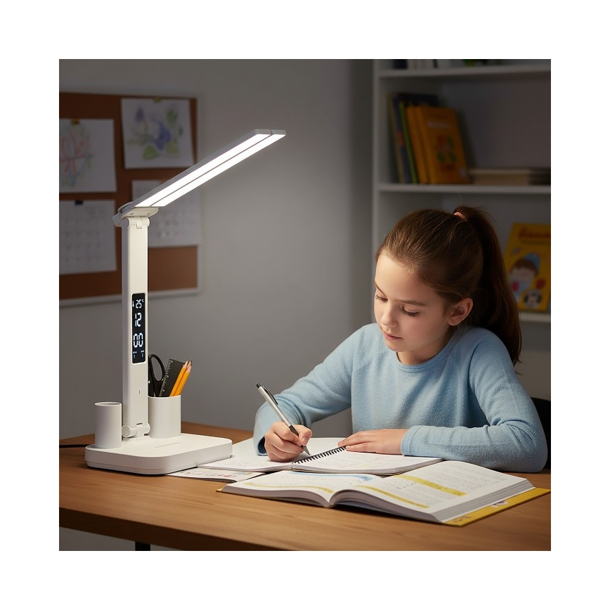 Lampe de bureau LED rechargeable et réglable en intensité NOBLITE P LED/5W/5V 3000/4000/6000K 2200 mAh blanche