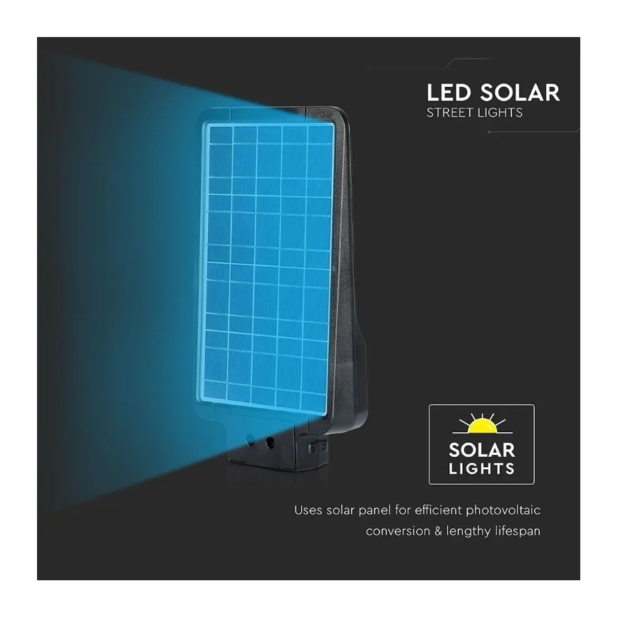 Lampe de rue solaire LED avec capteur LED/15W/7,4V 4000K IP65 10800 mAh