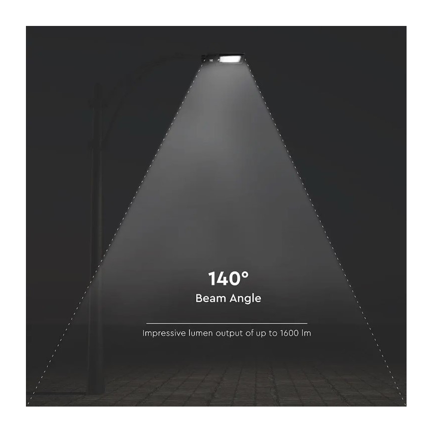 Lampe de rue solaire LED avec capteur LED/15W/7,4V 4000K IP65 10800 mAh