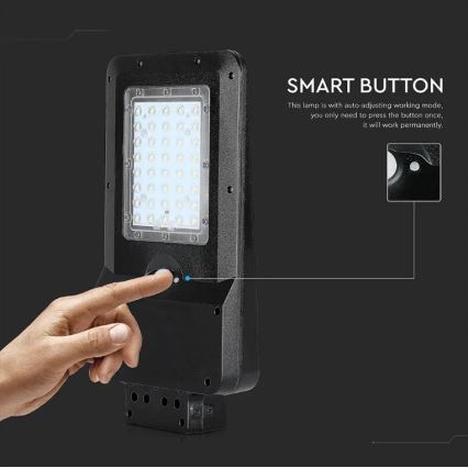 Lampe de rue solaire LED avec capteur LED/15W/7,4V 4000K IP65 10800 mAh