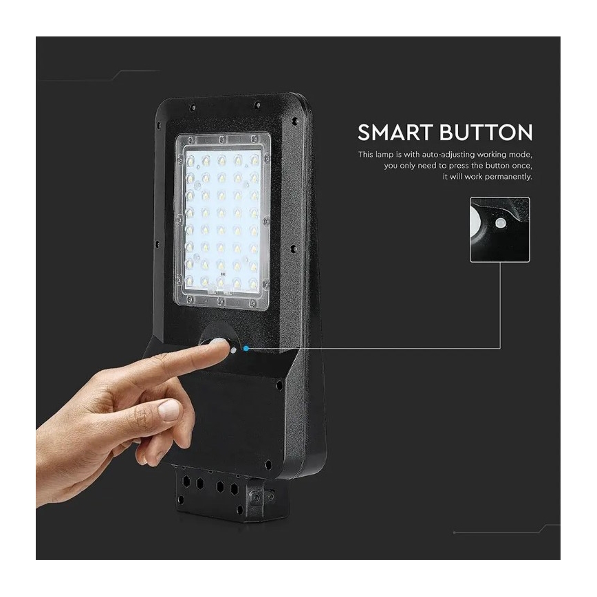 Lampe de rue solaire LED avec capteur LED/15W/7,4V 4000K IP65 10800 mAh