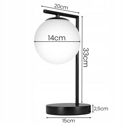 Lampe de table 1xE27/40W/230V noire/blanche