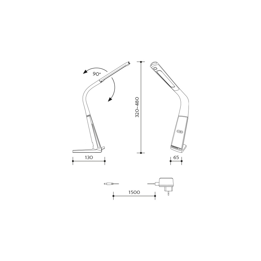 Lampe de table à intensité variable avec charge sans fil et détecteur LORD EVO LED/8W/230V 3000K/4500K/6000K blanc