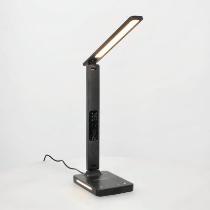 Lampe de table à intensité variable avec charge sans fil QI, écran et Port USB LED/7W/230V 3000-6000K noir