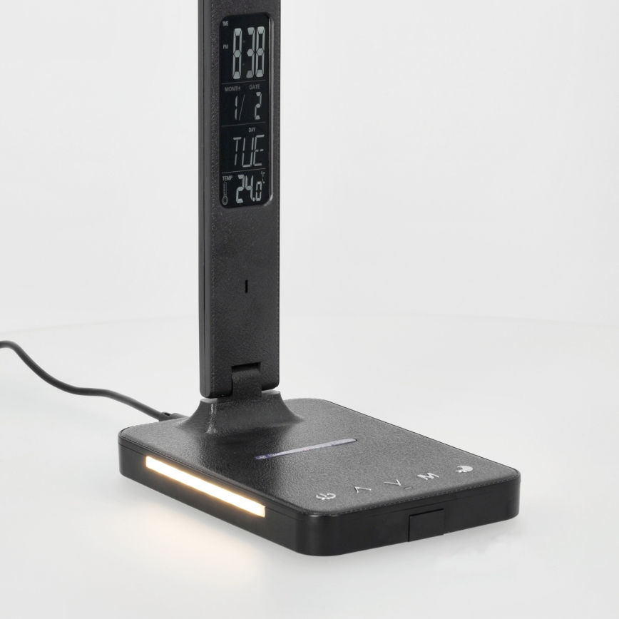 Lampe de table à intensité variable avec charge sans fil QI, écran et Port USB LED/7W/230V 3000-6000K noir
