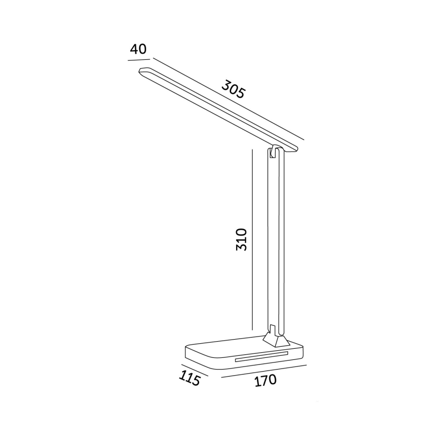 Lampe de table à intensité variable avec charge sans fil QI, écran et Port USB LED/7W/230V 3000-6000K noir
