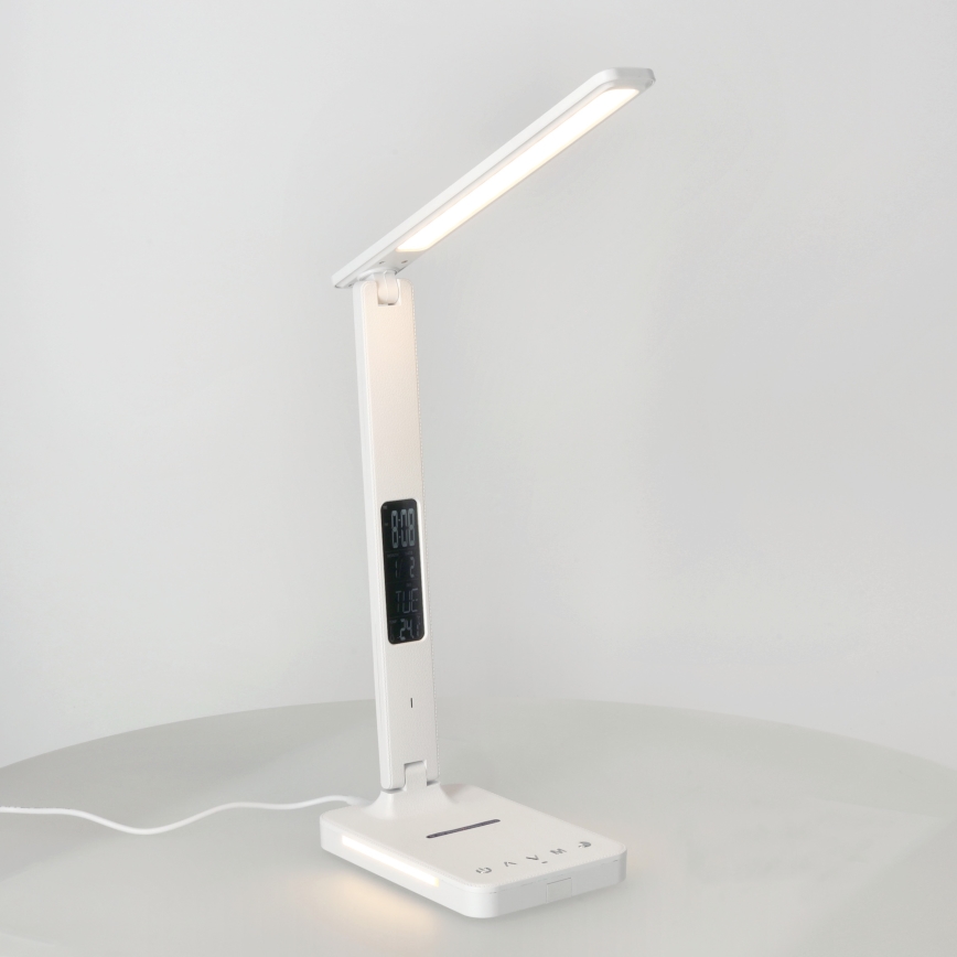Lampe de table à intensité variable avec charge sans fil QI, écran et Port USB LED/7W/230V 3000-6000K blanc