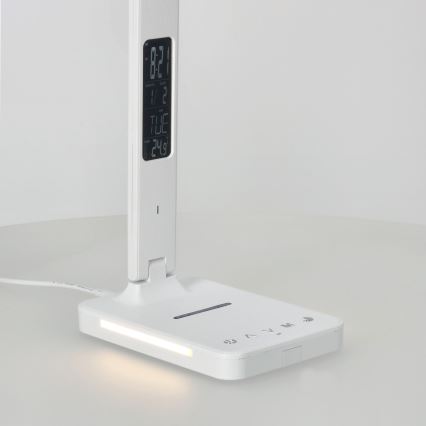 Lampe de table à intensité variable avec charge sans fil QI, écran et Port USB LED/7W/230V 3000-6000K blanc
