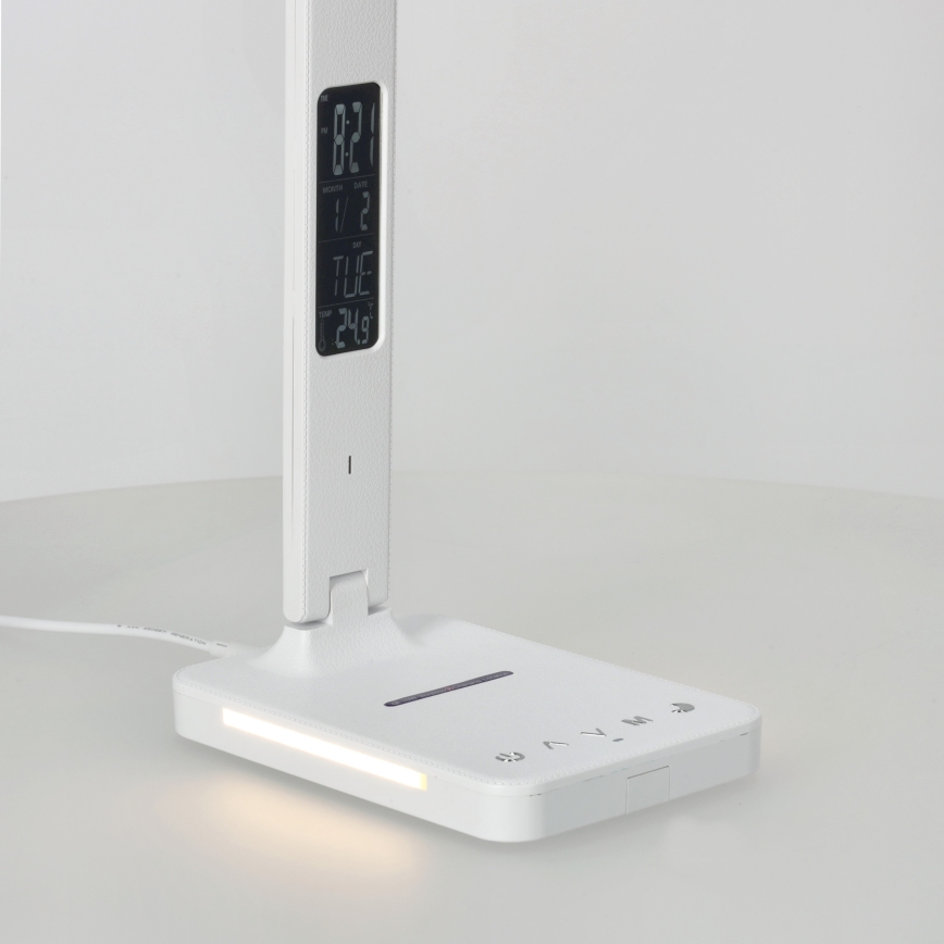 Lampe de table à intensité variable avec charge sans fil QI, écran et Port USB LED/7W/230V 3000-6000K blanc