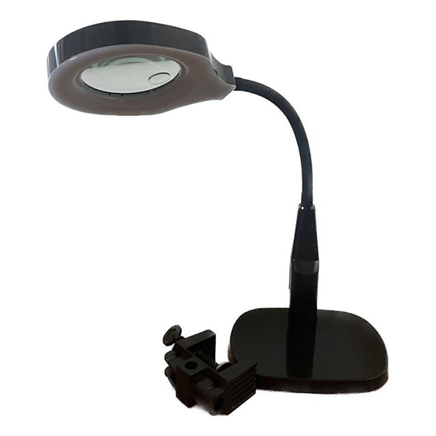 Lampe de table à intensité variable avec loupe bifocale LED/6W/230V 6000-7000K noir
