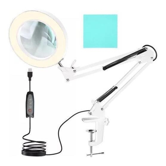 Lampe de table à intensité variable avec loupe LED/6W/5V 3000K/4000K/6000K blanc