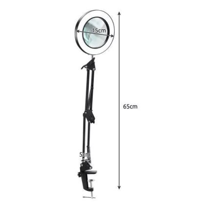 Lampe de table à intensité variable avec loupe LED/6W/5V 3000K/4000K/6000K noir