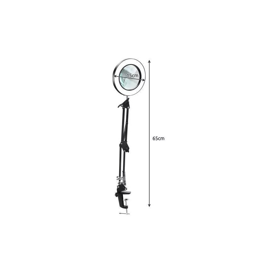 Lampe de table à intensité variable avec loupe LED/6W/5V 3000K/4000K/6000K noir
