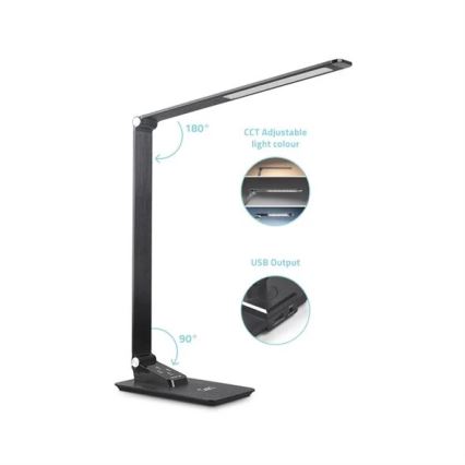 Lampe de table à intensité variable avec USB LED/7W/230V 3000K/4000K/5500K noir