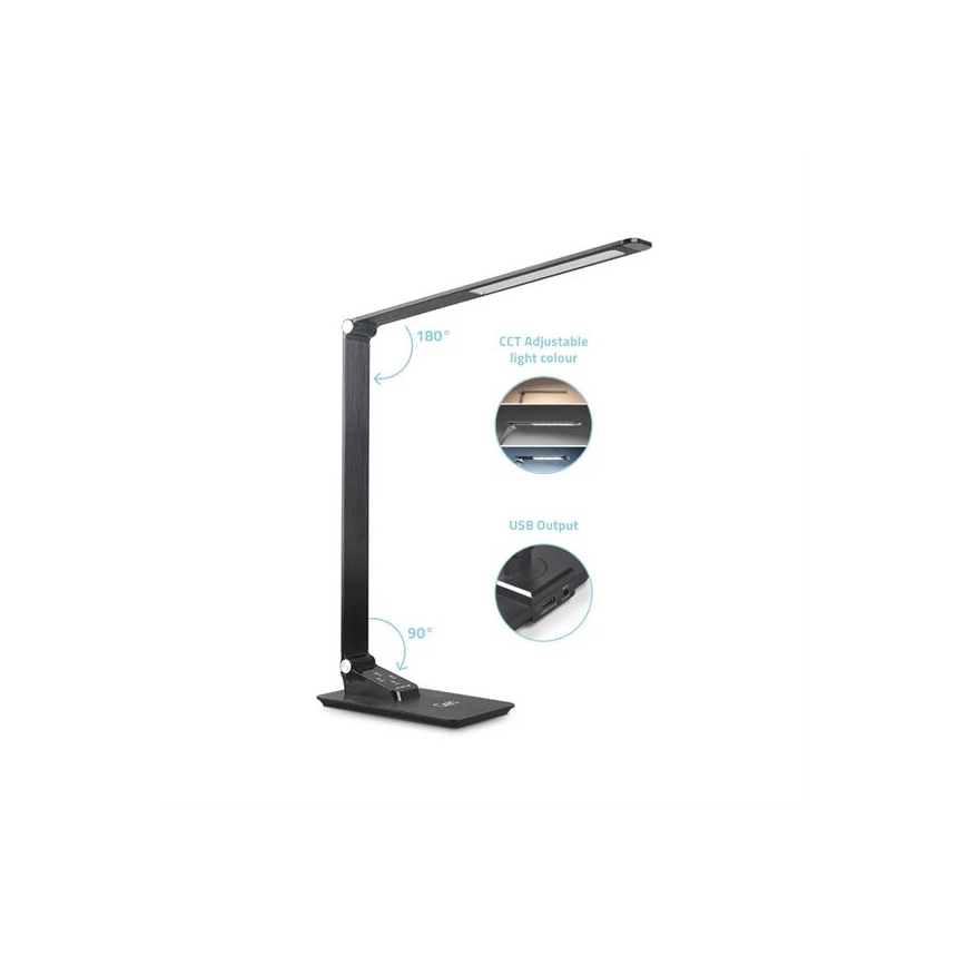 Lampe de table à intensité variable avec USB LED/7W/230V 3000K/4000K/5500K noir