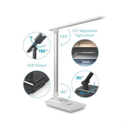 Lampe de table à intensité variable avec USB LED/9W/230V 3000K/4000K/5500K blanc