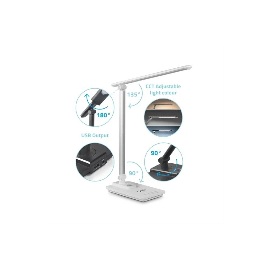 Lampe de table à intensité variable avec USB LED/9W/230V 3000K/4000K/5500K blanc