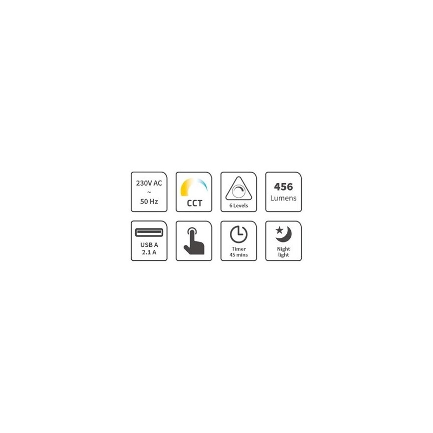 Lampe de table à intensité variable avec USB LED/9W/230V 3000K/4000K/5500K blanc