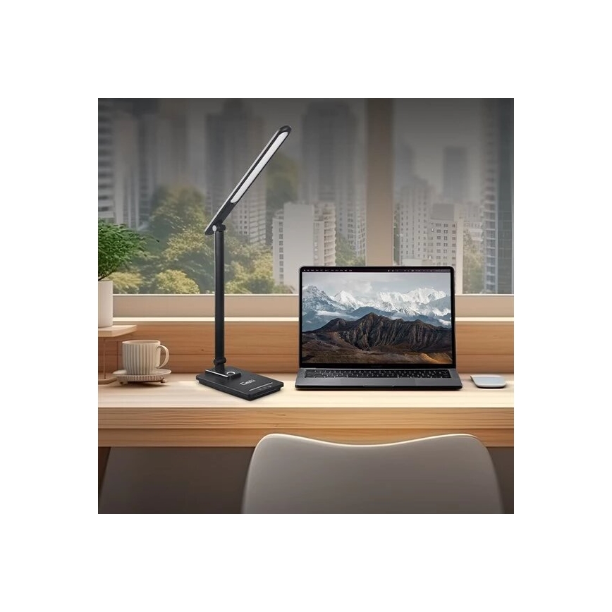 Lampe de table à intensité variable avec USB LED/9W/230V 3000K/4000K/5500K noir