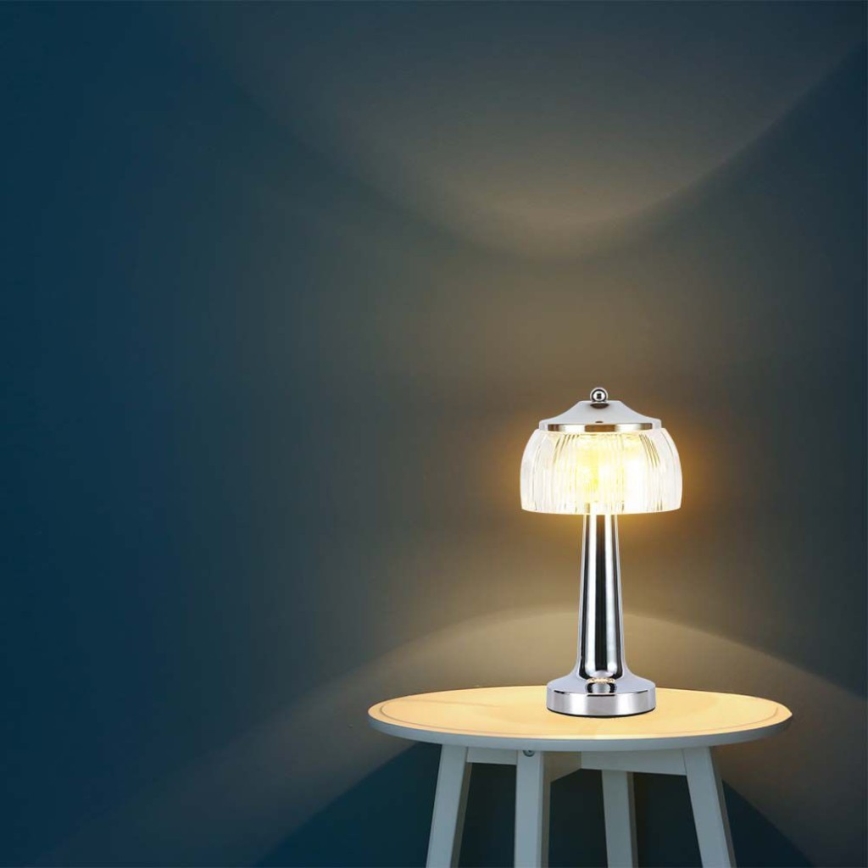 Lampe de table tactile rechargeable et à intensité variable LED/1W/5V 3000-6000K 1800 mAh chrome brillant