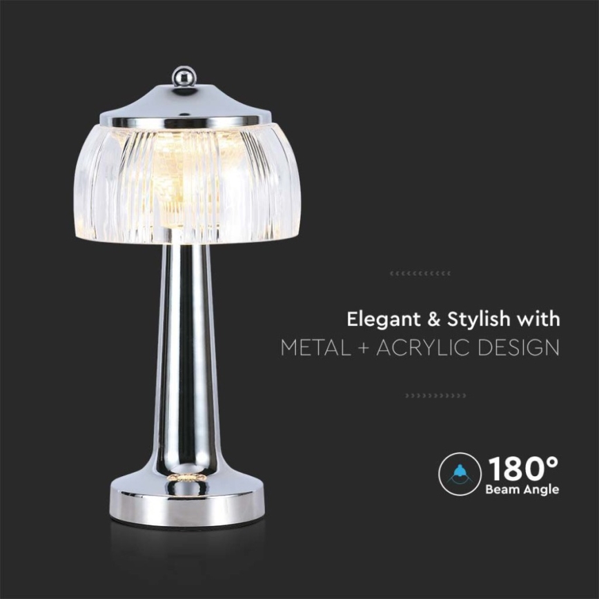 Lampe de table tactile rechargeable et à intensité variable LED/1W/5V 3000-6000K 1800 mAh chrome brillant