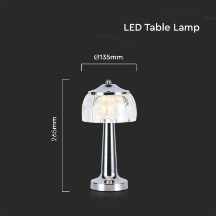 Lampe de table tactile rechargeable et à intensité variable LED/1W/5V 3000-6000K 1800 mAh chrome brillant