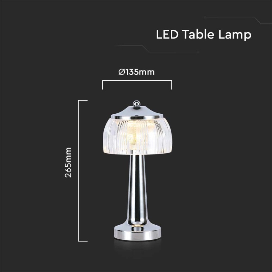Lampe de table tactile rechargeable et à intensité variable LED/1W/5V 3000-6000K 1800 mAh chrome brillant