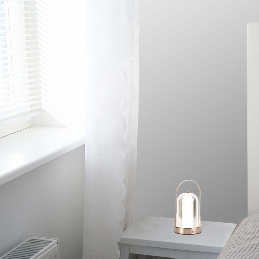 Lampe de table tactile rechargeable et à intensité variable LED/1W/5V 3000-6000K 1800 mAh cuivre