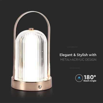 Lampe de table tactile rechargeable et à intensité variable LED/1W/5V 3000-6000K 1800 mAh cuivre