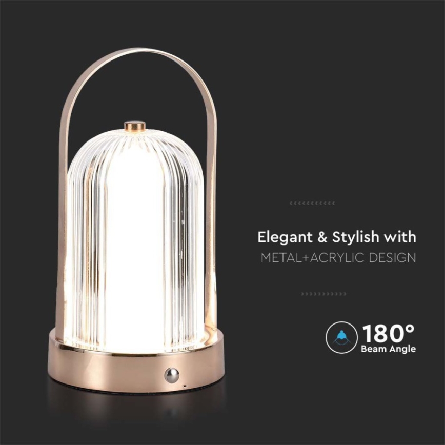 Lampe de table tactile rechargeable et à intensité variable LED/1W/5V 3000-6000K 1800 mAh cuivre