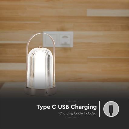 Lampe de table tactile rechargeable et à intensité variable LED/1W/5V 3000-6000K 1800 mAh cuivre
