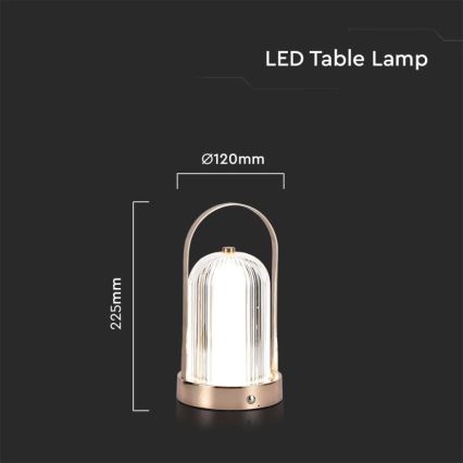 Lampe de table tactile rechargeable et à intensité variable LED/1W/5V 3000-6000K 1800 mAh cuivre