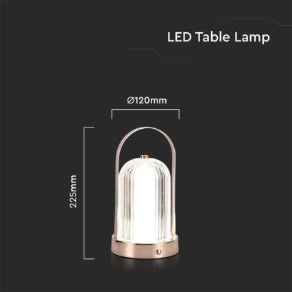 Lampe de table tactile rechargeable à intensité variable LED/1W/5V 3000-6000K 1800 mAh doré