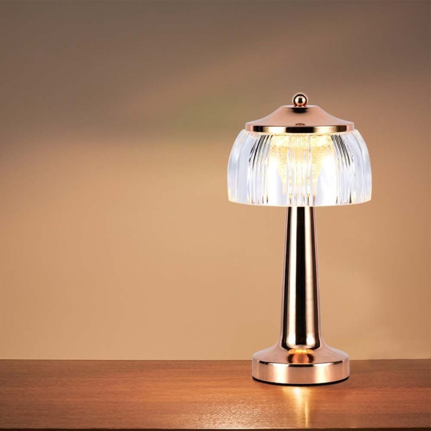 Lampe de table tactile rechargeable et à intensité variable LED/1W/5V 3000-6000K 1800 mAh Rose doré