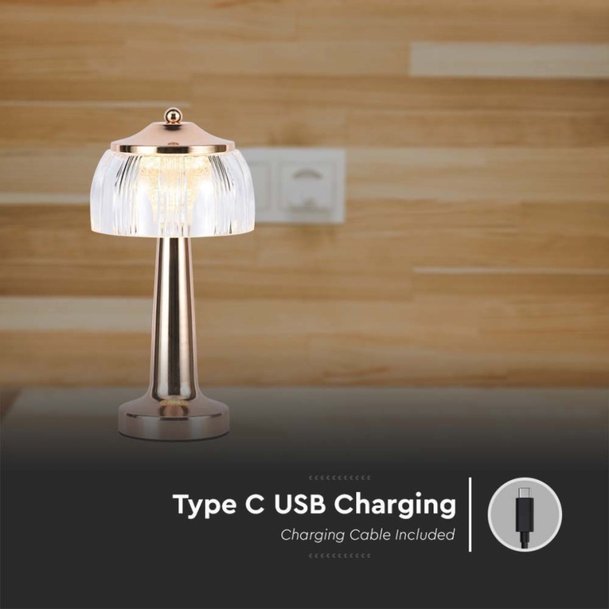 Lampe de table tactile rechargeable et à intensité variable LED/1W/5V 3000-6000K 1800 mAh Rose doré