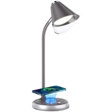 Lampe de table à intensité variable LED avec charge sans fil FINCH LED/9W/12/230V gris/chrome