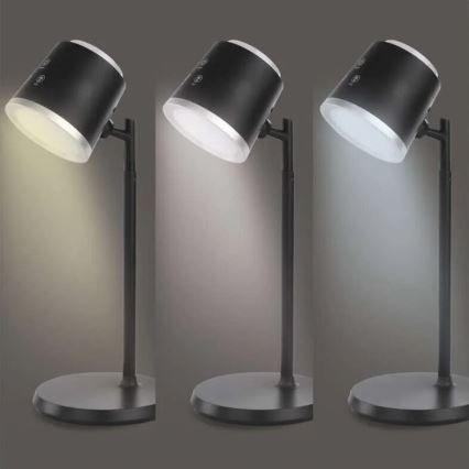 Lampe de table à intensité variable rechargeable 4en1 LED/6W/3,7V 3000K/4000K/6500K 1500mAh noir