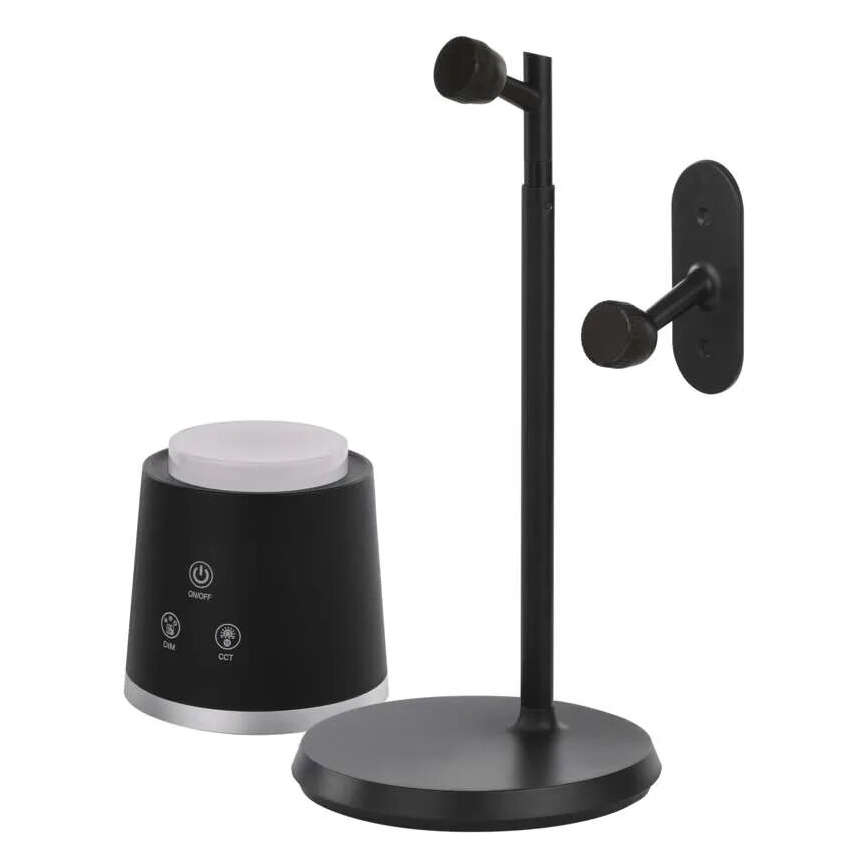 Lampe de table à intensité variable rechargeable 4en1 LED/6W/3,7V 3000K/4000K/6500K 1500mAh noir