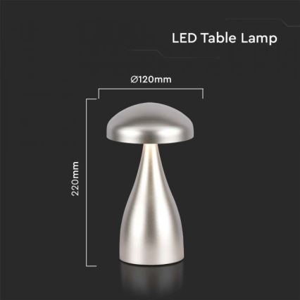 Lampe de table tactile rechargeable et à intensité variable LED/1W/5V 3000-6000K 1800 mAh argent