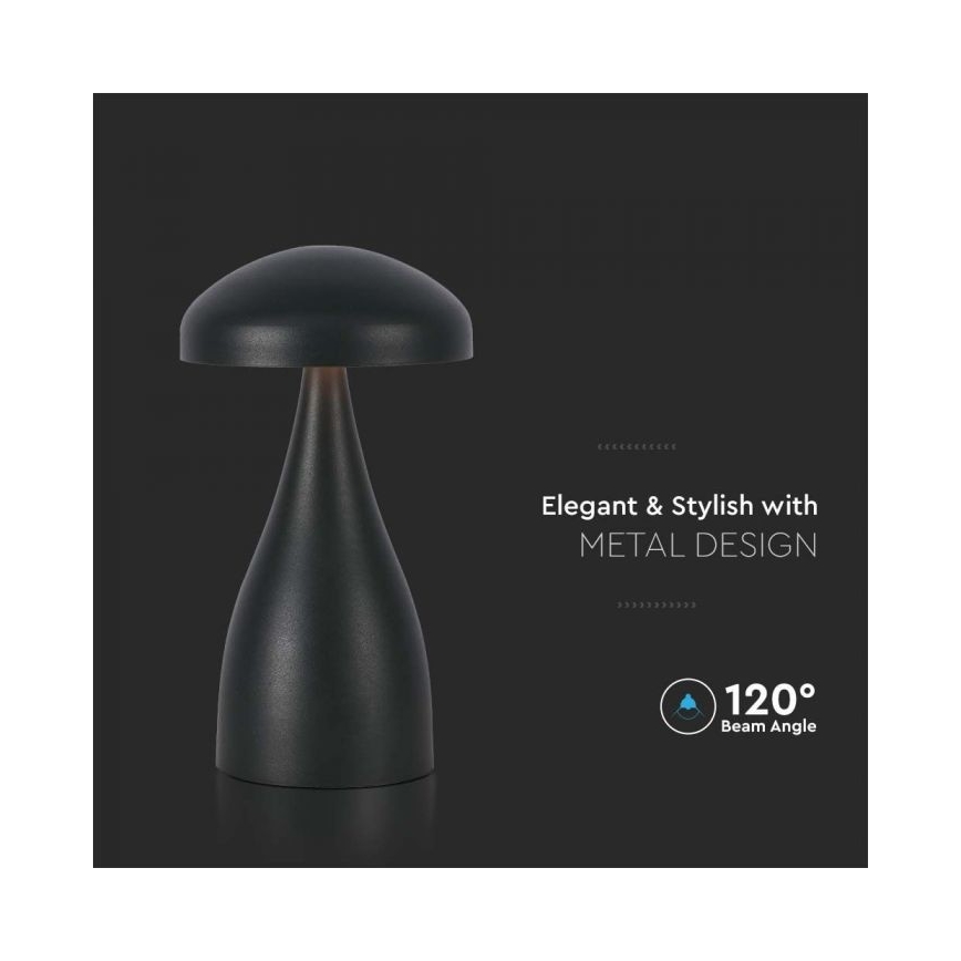 Lampe de table tactile rechargeable et à intensité variable LED/1W/5V 3000-6000K 1800 mAh noir